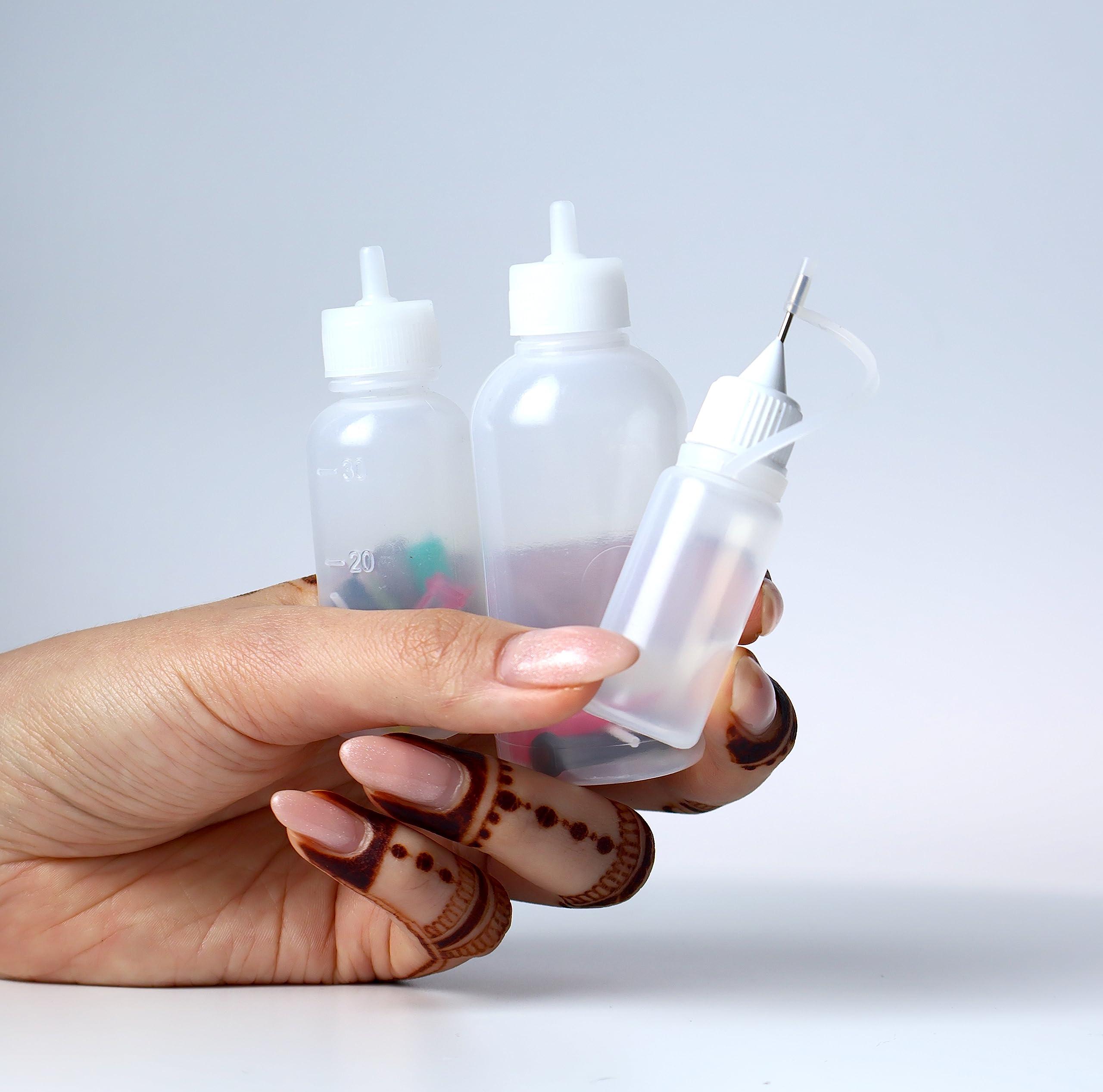 BEAUTYMEHNDI STORE Jagua Henna Bottles Cones Set for Temporary Tattoo (35 pcs In Set - 20 cones, 3 bottles, 12 pins) | Applicator Kit Empty Cones Caps Needle Tips for Beginners Mehendi