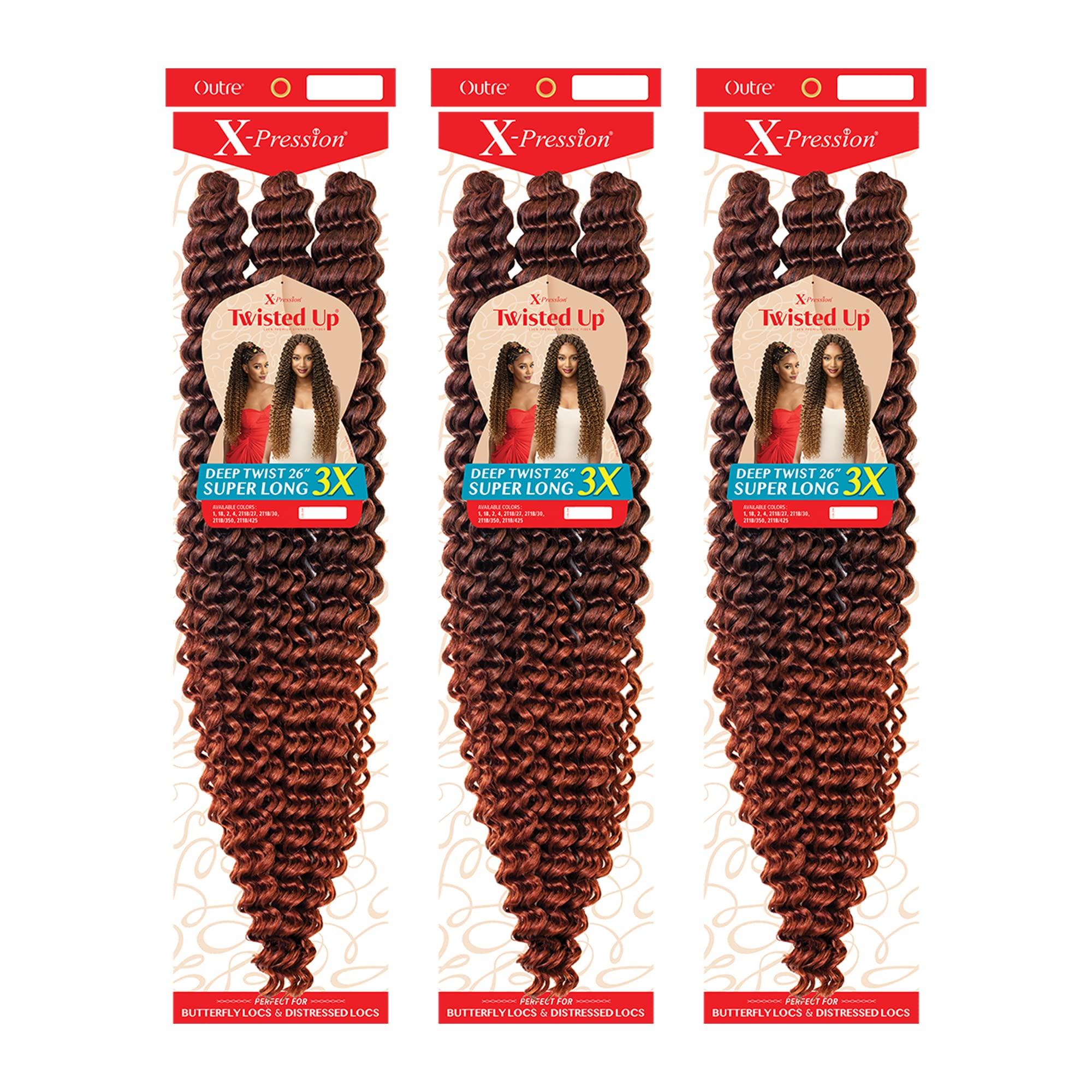 Outre Braids Outre Crohet Braid X-Pression Twisted Up 3X DEEP TWIST 26\" SUPER LONG (3-Pack, 2T1B/350)