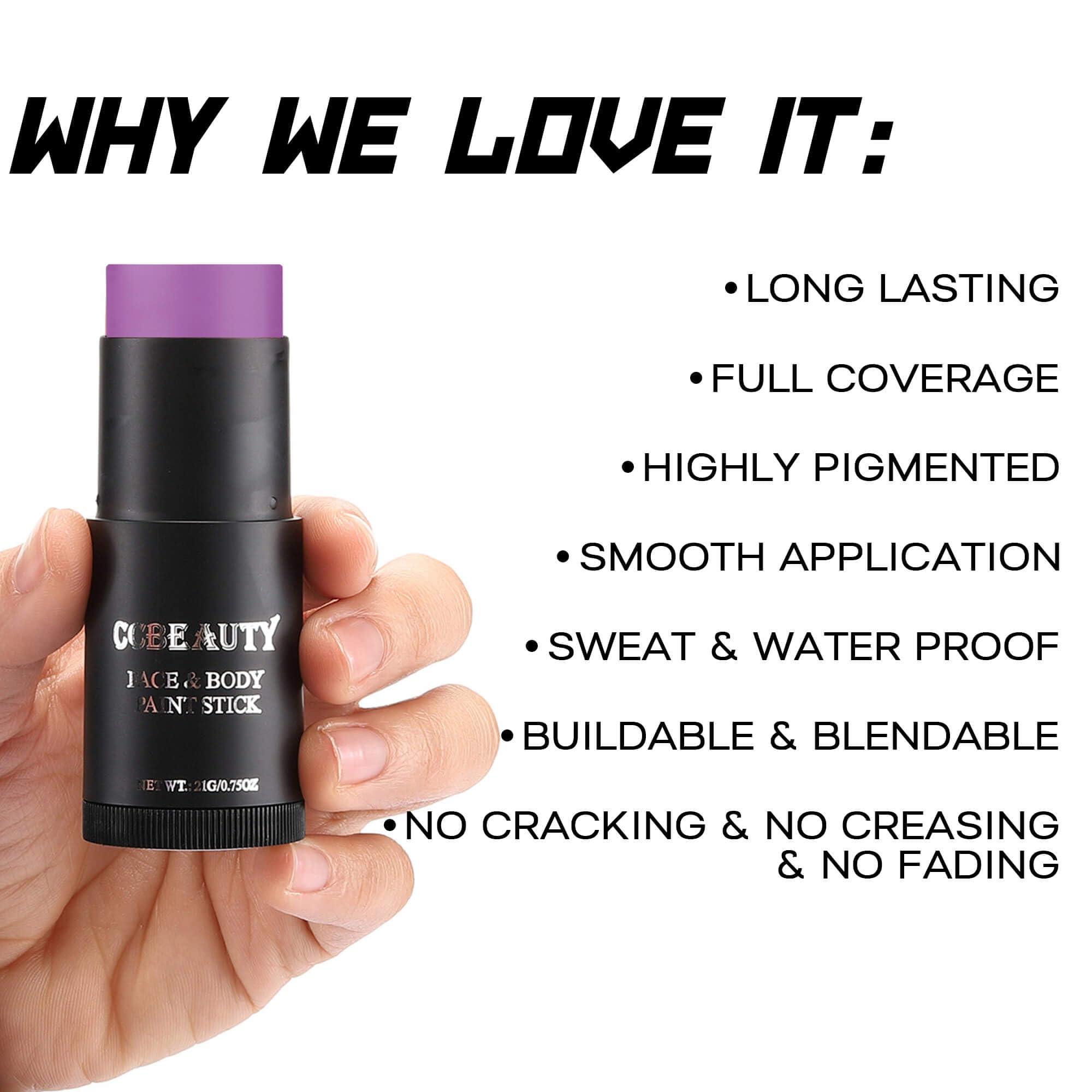 CCbeauty CCbeauty Purple Face Paint Stick,Face Painting Kit,Non Toxic SFX Makeup For Ursula Widowmaker Halloween Costume Cosplay,Professional FX Body Paint,Full Coverage Painting Foundation With Makeup Sponge