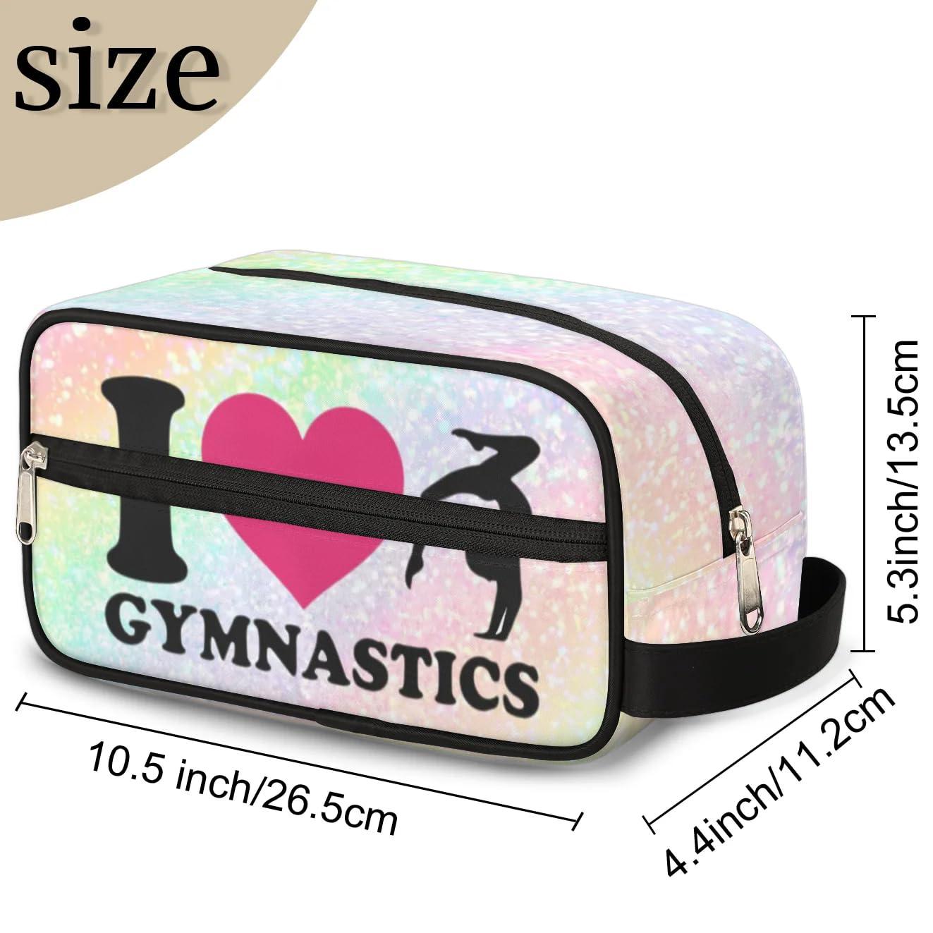 RIRIX RIRIX Personalized Dance Gymnastics Makeup Bag for Girls, Travel Cosmetic Bag Make Up Bag Organizer Toiletry Bag Dance Accessories Dance Competition Must Haves Gift Love Gymnastics