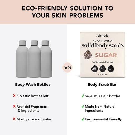 Kitsch Kitsch Exfoliating Sugar Body Scrub Bar & Bottle Free Beauty Soap Bar Bag with Discount