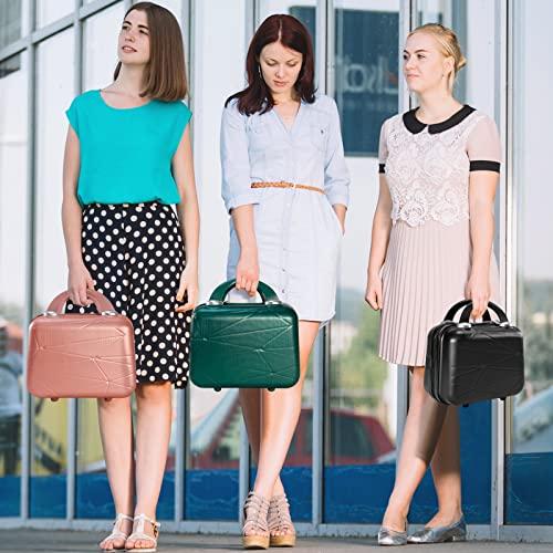 JZRTravel Makeup Travel Case Hard Shell Cosmetic Bag Small Portable Makeup Bag Hand Luggage with Elastic Band Mini ABS Carrying Suitcase for Women Girls, Green