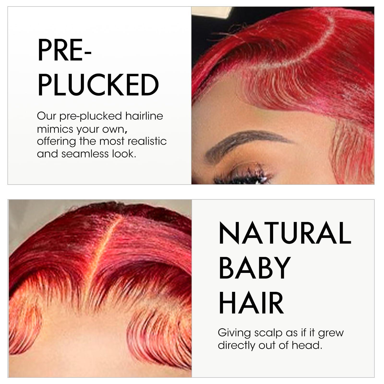 ELISHEVA Red Lace Front Wigs Human Hair Pre Plucked 28 Inch Red Wig Human Hair 200% Desity HD Body Wave Red Human Hair Lace Front Wigs 13x4 Red Lace Frontal Wig 16A Glueless Colored Red Human Hair Wig