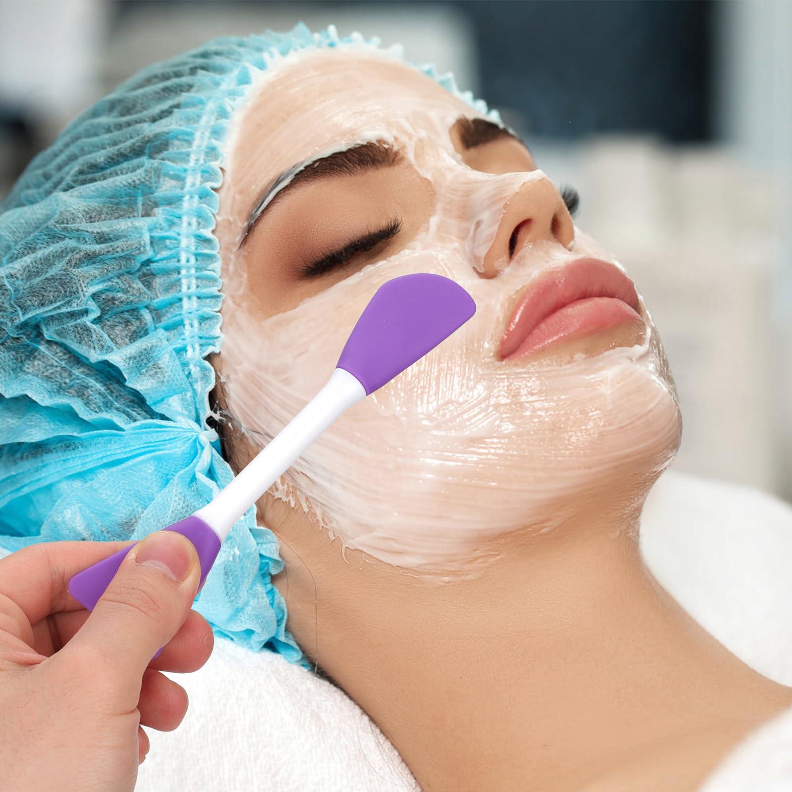 XIHIRCD 4pcs Silicone Face Mask Applicator, Dual-Head Mask Brushes Facial Mask Brush Applicator Soft Face Mask Spatula Beauty Brush Tool for Applying Mud Mask Lotion Skincare Cream (4 Colors)