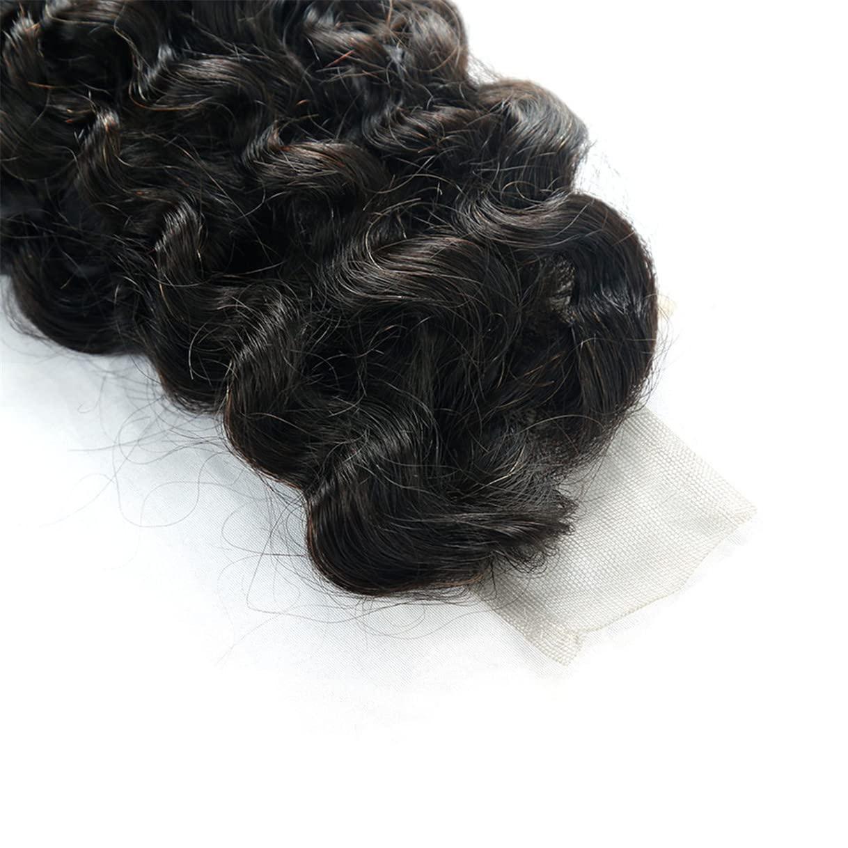 rewcoin Brazilian Curly 2x6 Lace Closure 100% Unprocessed Human Virgin Hair Deep Curly Closure Pre-Plucked Hairline Kinky Curly Closure With Baby Hair (14inch, 2x6 curly closure)