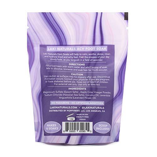 Laki Naturals Laki Naturals Apple Cider Vinegar Foot Soak, Foot Detox Soak, Pedicure Soak, Foot Soak Callus Remover, Foot Treatment, Epsom Salt Foot Soak with Hawaiian Sea Salts (10 oz) - Lavender Fields