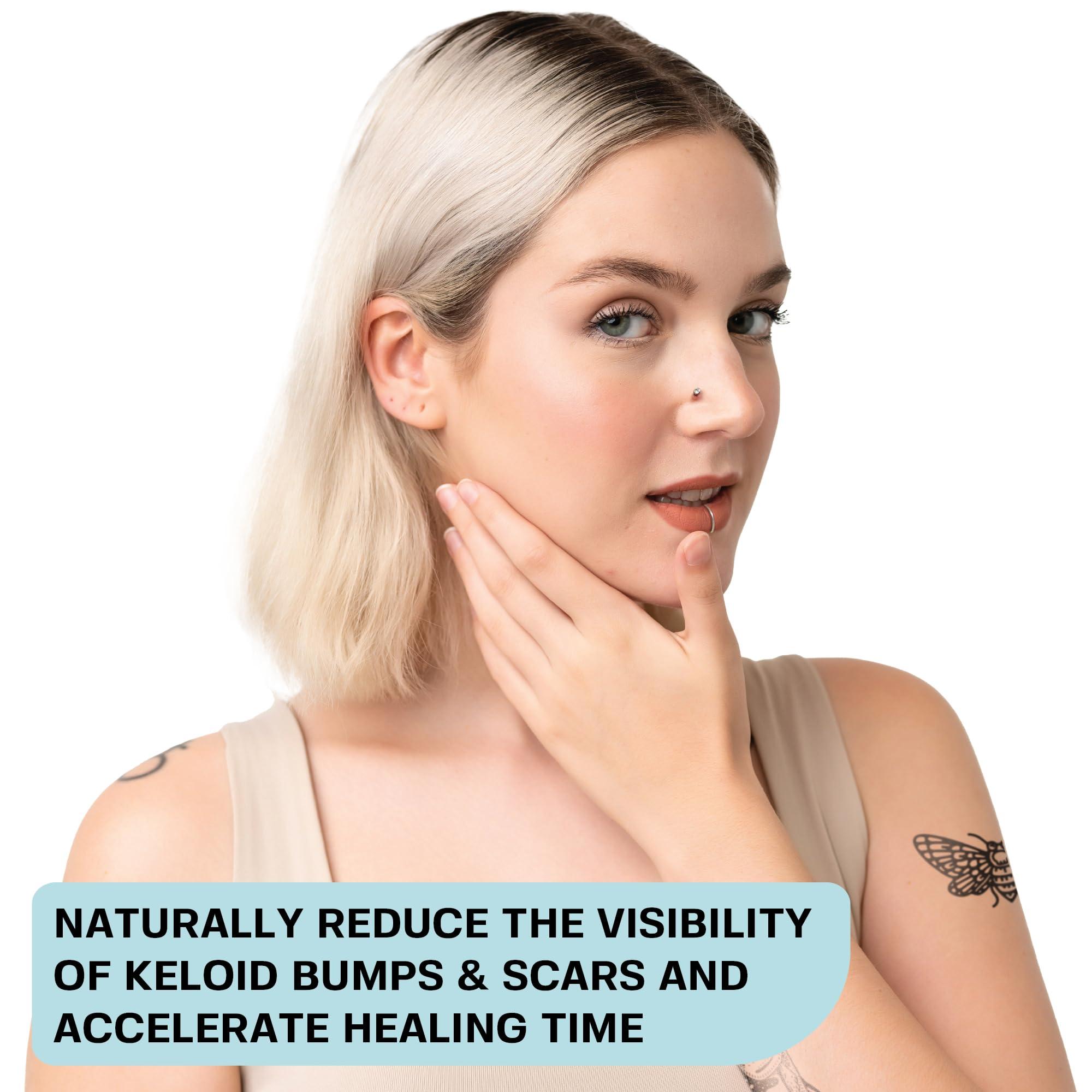 BASE LABORATORIES BASE LABORATORIES Keloid Bump Removal Gel | Natural Piercing Bump Treatment & Keloid Scar Gel | Keloid Scar Removal for all Scars, Keloids & Piercing Bumps | Soothing Piercing Aftercare Gel | 2 oz