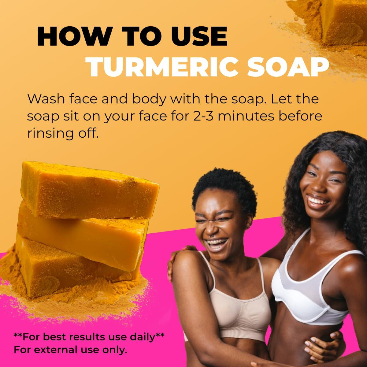 Glo Melanin Glo Melanin Organic Turmeric Soap for Dark Spots & Acne, Turmeric Soap for Skin Brightening and Clearing Formula, All Natural Turmeric Soap Bar
