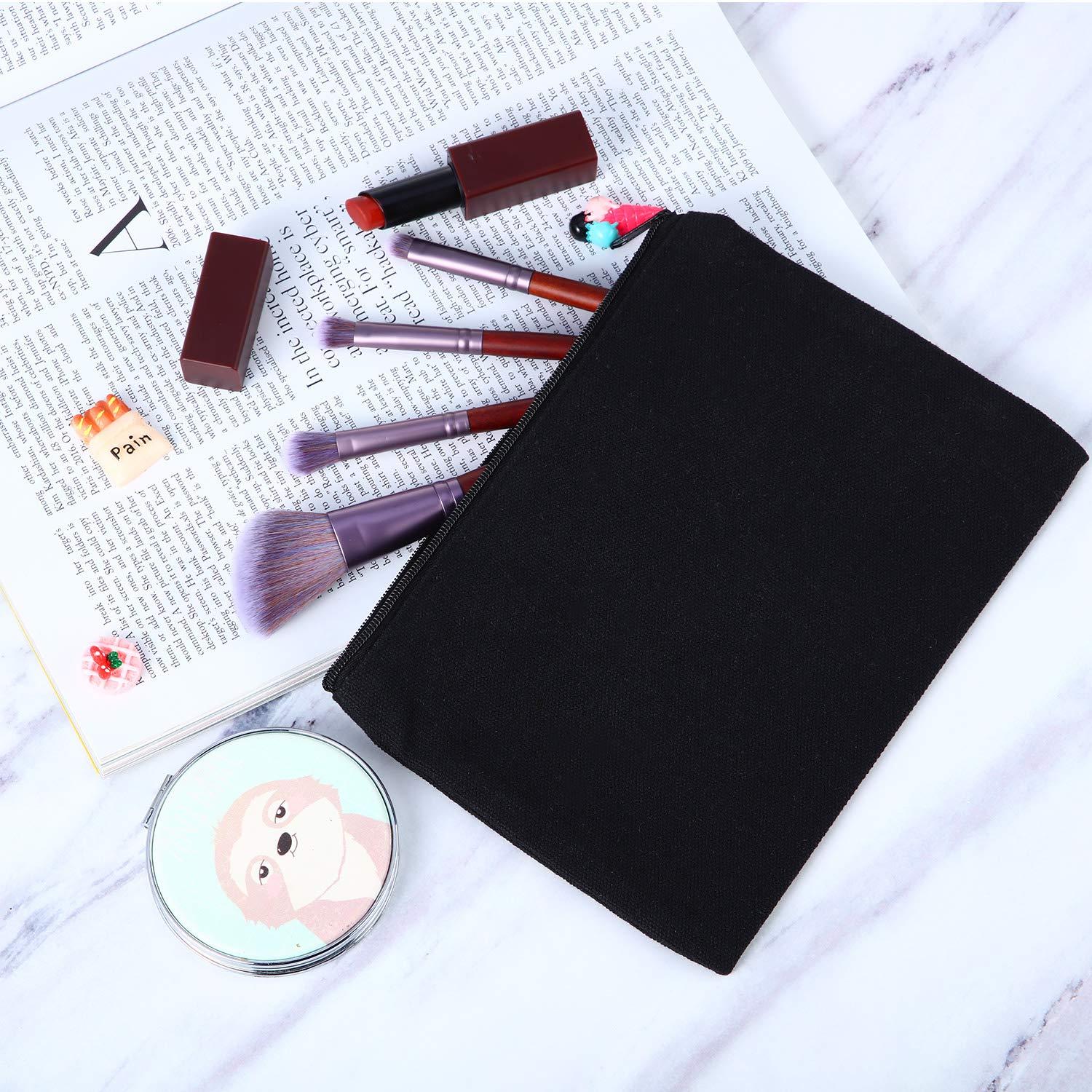 meekoo meekoo 16 Pack Canvas Blank Cosmetics Bag Multi-Purpose Zipper Canvas Makeup Pouches Travel Toiletry Pouches Pen Pencil Plain DIY Craft Bag (L, Black)