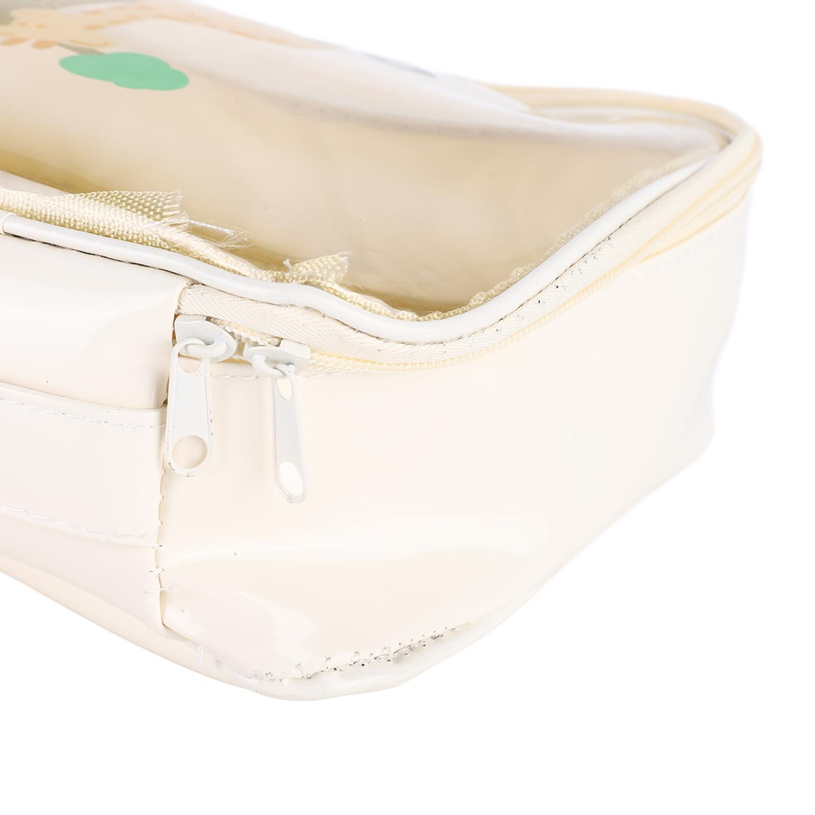 Sempoda Sempoda Clear Makeup Bags,Lightweight Large Capacity Cute Clear Toiletry Bags,Large Makeup Bags for Women Cosmetic Toiletry Makeup Organizer Bag with Detachable Brush Holder(Beige)