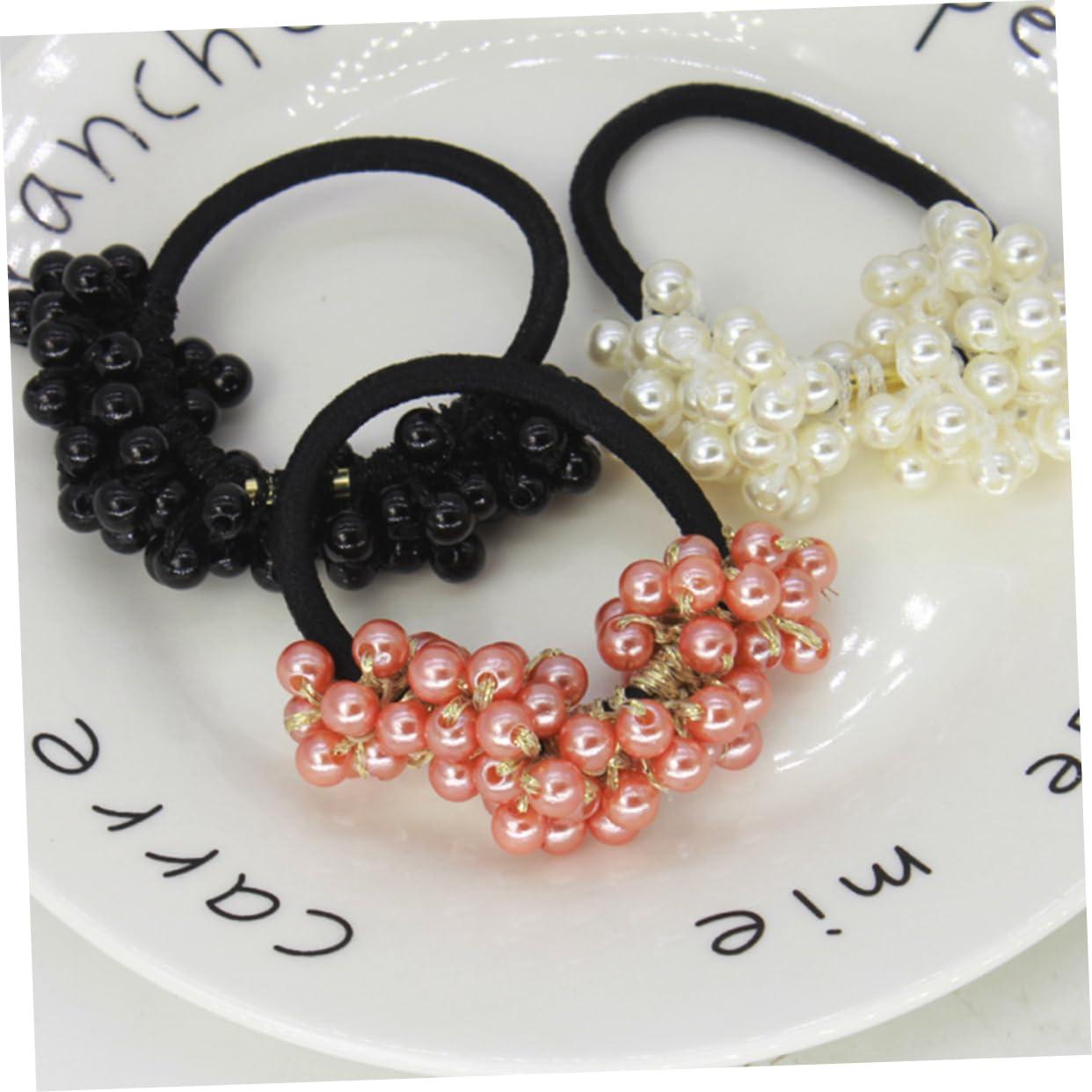 NOLITOY NOLITOY 6pcs Pearl Hair Tie Ponytail Holders Hair Loop Ponytail for Women Hair for Braiding Hair Ties Velvet Hair Scrunchie Scarves Hair Accessories for Women Hair Ribbon Hair Tie