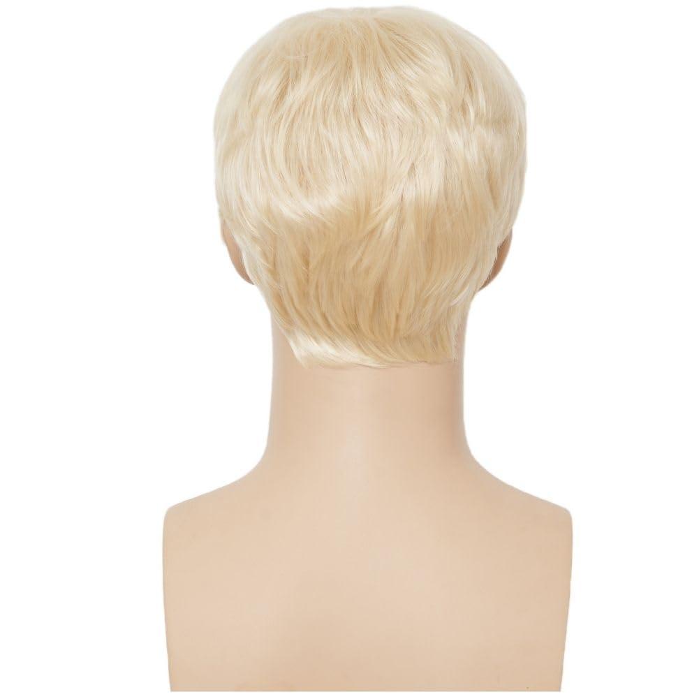Swiking Swiking Mens Short Blonde Wig Natural Synthetic Hair Wigs Halloween Costume Daily Party Wig