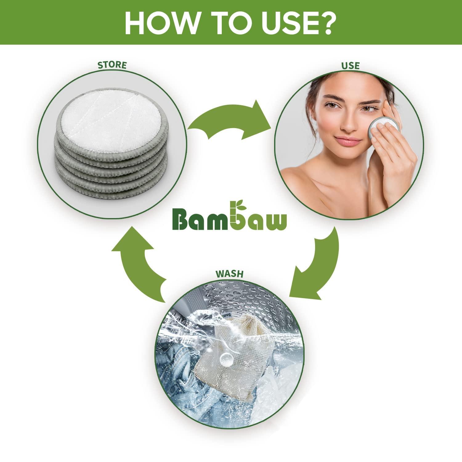 Bambaw Bambaw Reusable Makeup Remover Pads | 22 Cotton Rounds, 1 Bag for Laundry & Storage | Cotton Rounds for Face | Eye Makeup Remover Pads | Reusable Cotton Rounds | Cotton Pads | Cotton Pads for Face