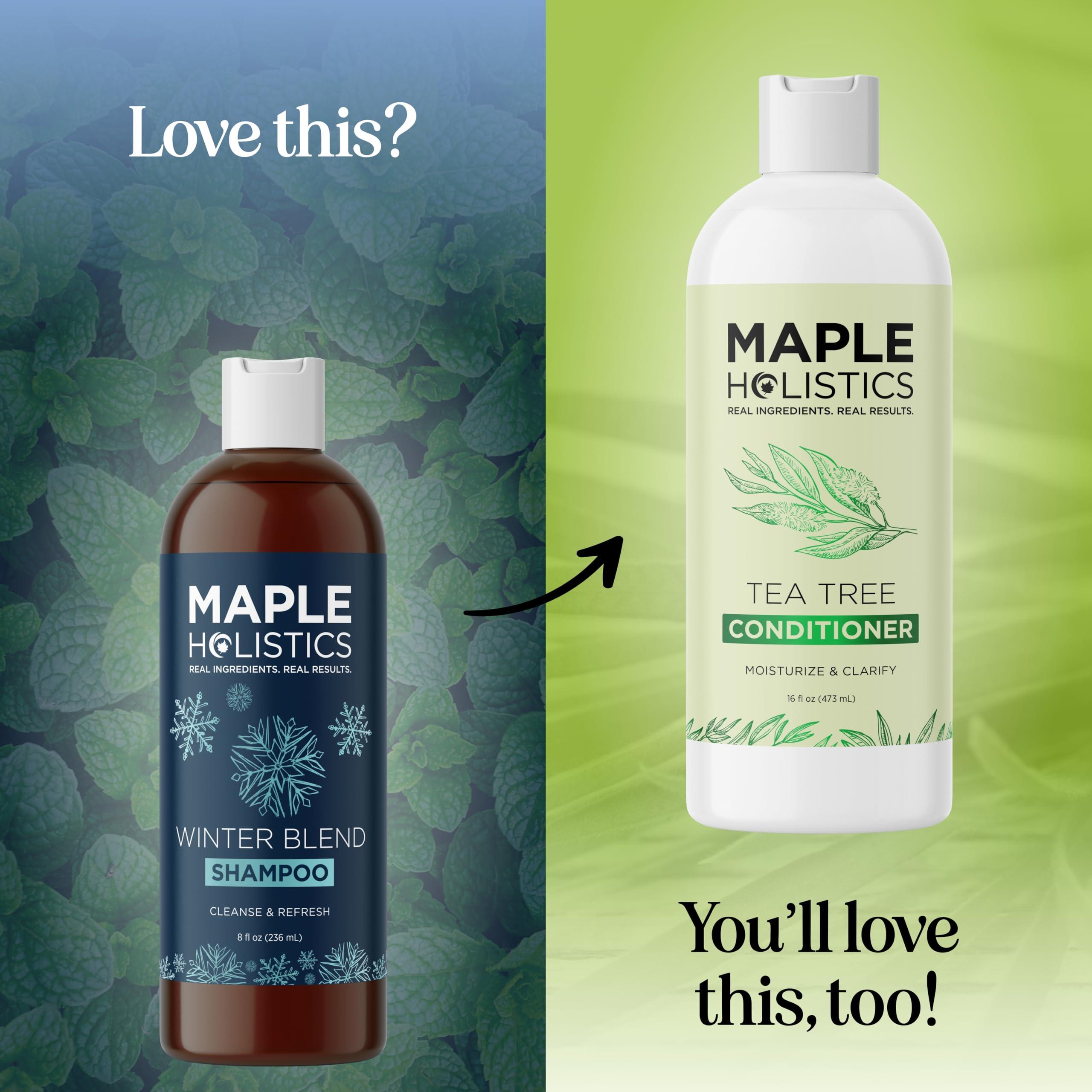 Maple Holistics Sulfate Free Hard Water Shampoo - Deep Clarifying Shampoo for Build Up of Product and Minerals with Five Cleansing Mint Essential Oils for Replenishing Hydration and Hair Shine - Vegan & Cruelty Free