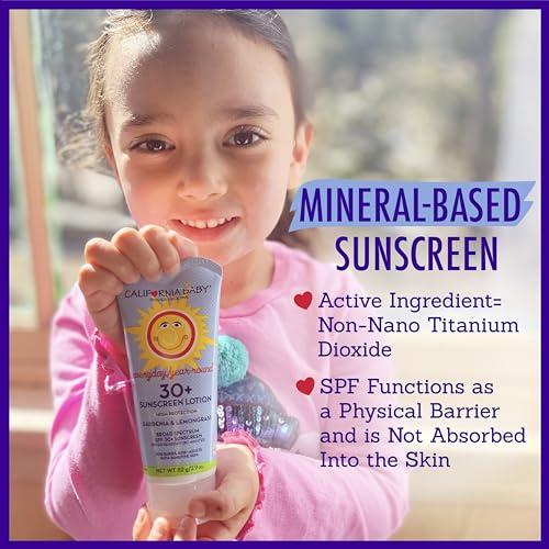 California Baby California Baby Everyday SPF 30+ Sunscreen | Broad Spectrum | Titanium Dioxide | Scented Mineral Sunscreen | Reef Safe Sunscreen | Hypoallergenic Physical Sunscreen | 82g / 2.9oz