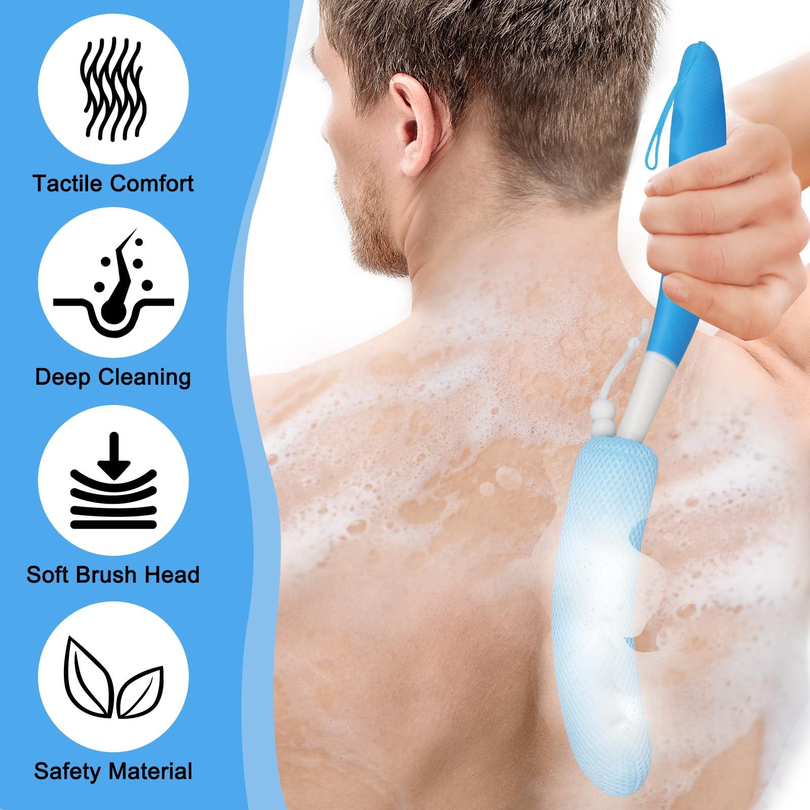 Leetye Mei Leetye Mei Long Handled Shower Brush, Non-Slip Long Handle Bath Brush, Back Body Brush Gentle Exfoliating and Lather Well Deep Cleansing Long-Lasting for Body