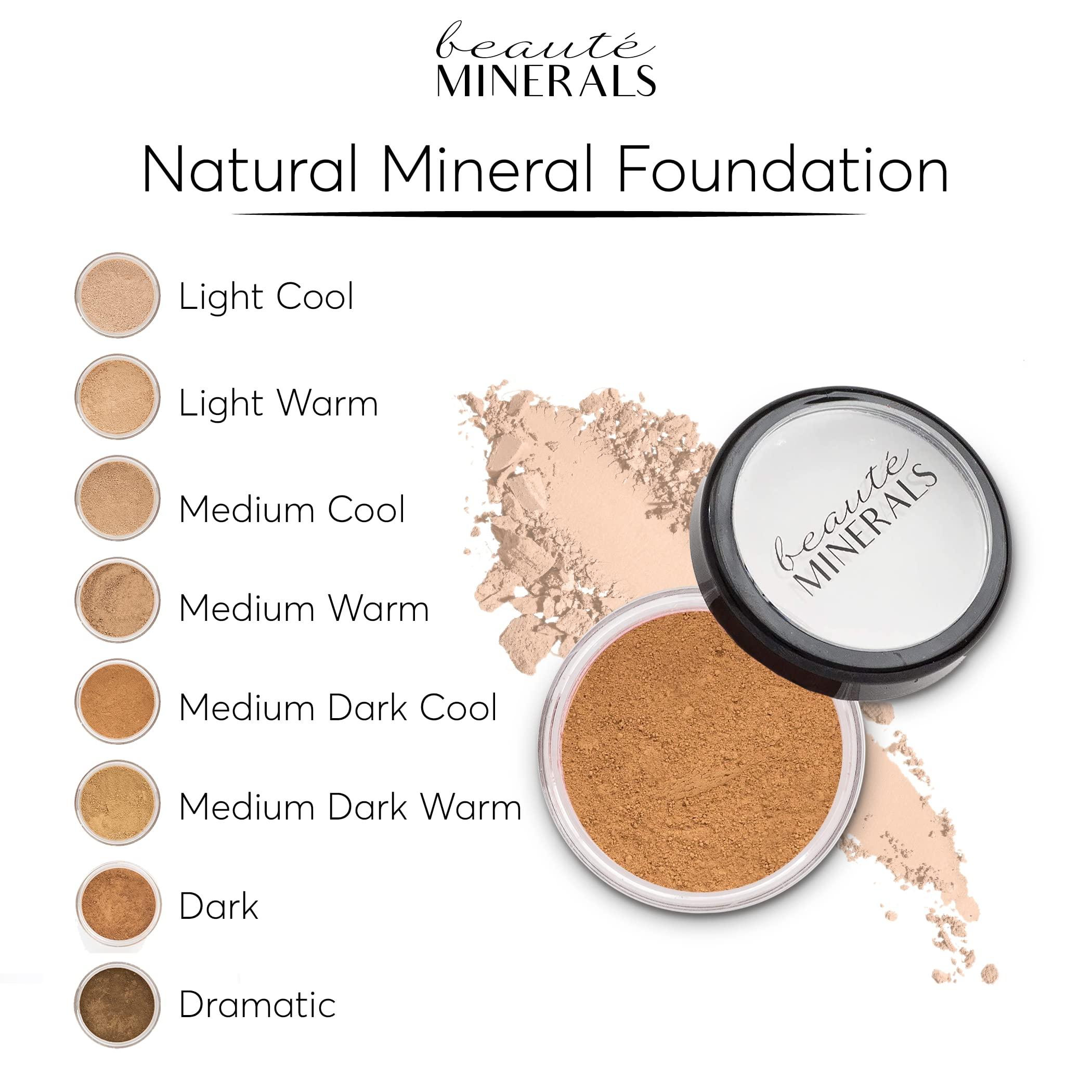 Carol's Gluten Free Full Coverage Foundation Mineral Makeup Face Powder by Beaut Minerals in Medium Dark Warm | 100% Natural Makeup: Talc Free Loose Powder Matte Foundation, Concealer, Contour Makeup + Zinc Oxide .31 Oz
