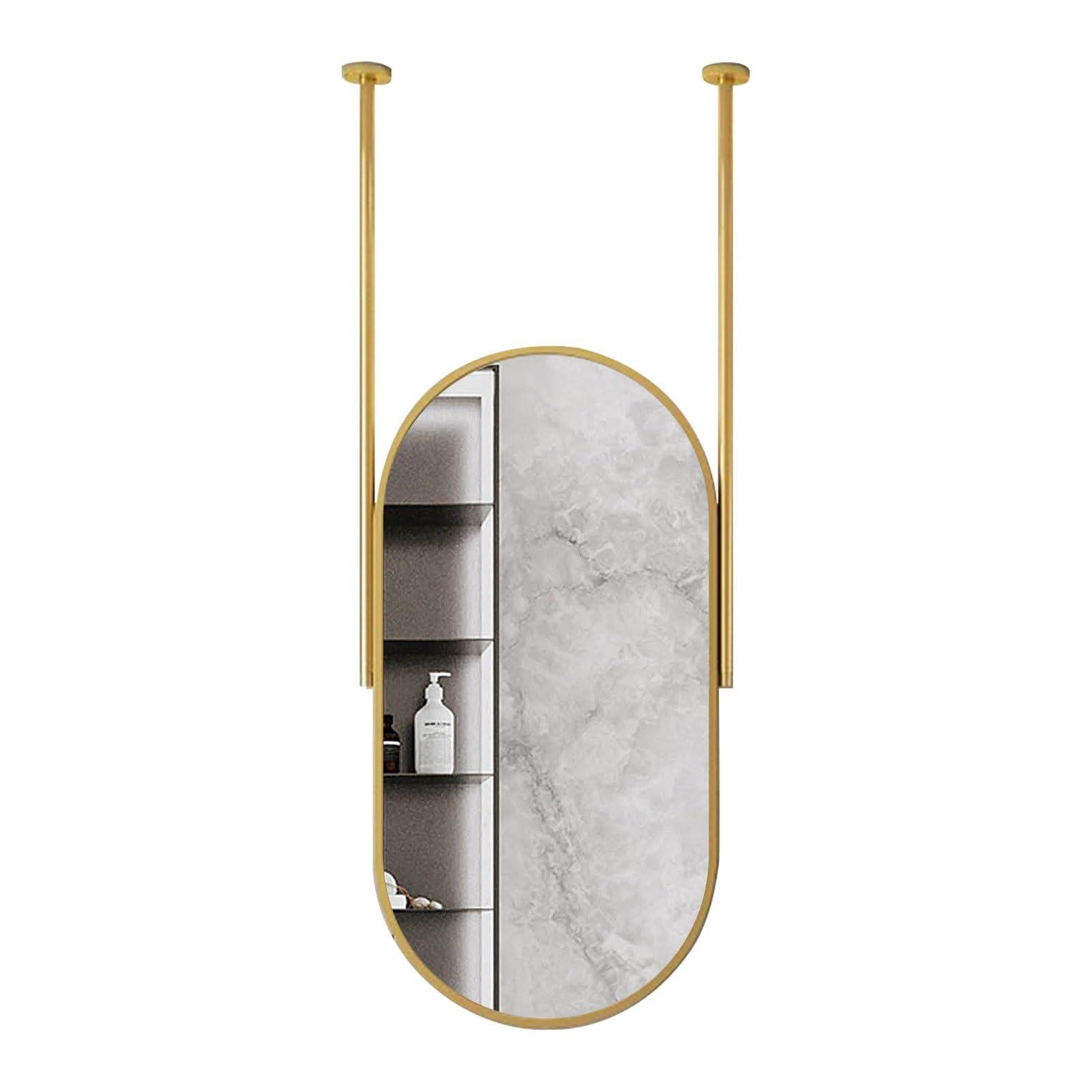 Drsyffsup Gold Framed Oval Mirror for Wall - Large Shower Mirror for Bathroom - Ceiling Hanging Home Vanity Shaving Makeup Mirror - Customizable Decorative Mirror - Modern Simple Style ( Size : 50cmx60cm )