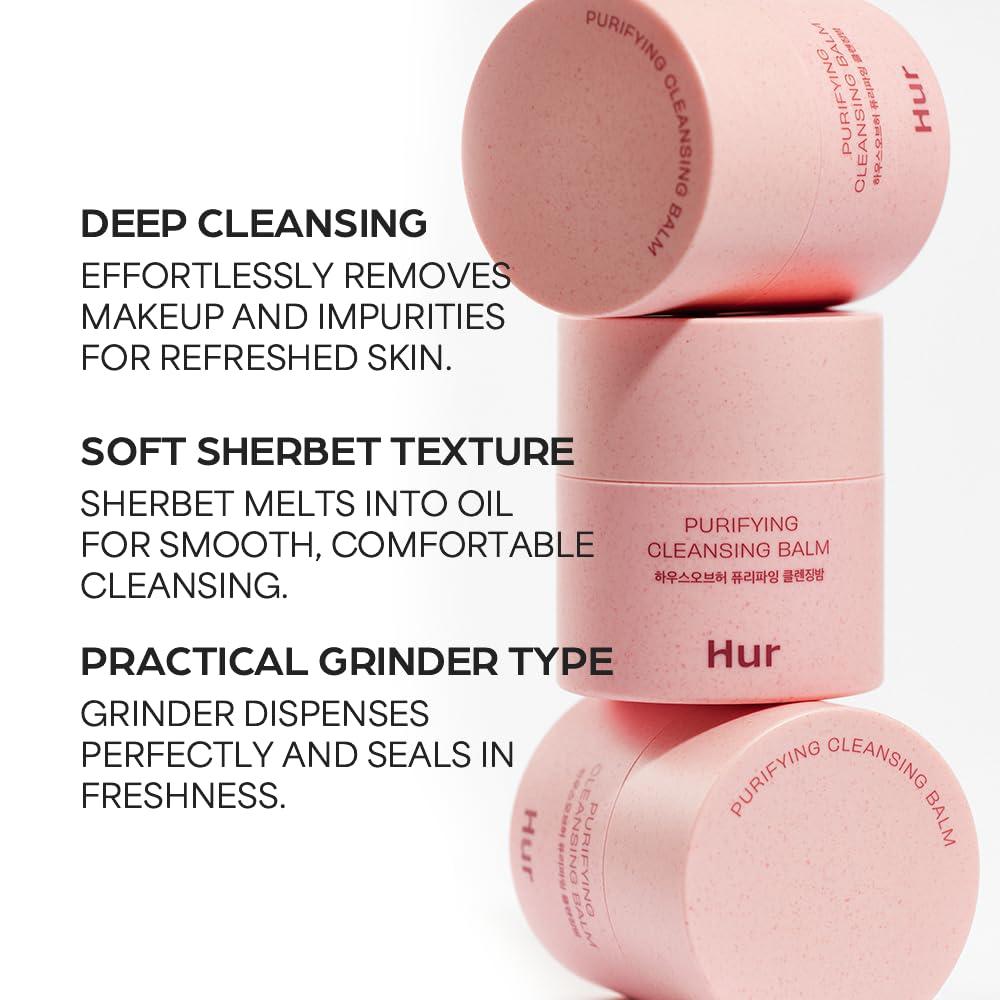 House of Hur House of Hur Purifying Cleansing Balm, Sherbet-Type Formulation, Practical Grinder Type - effectively eliminating makeup residue and blackheads without causing dryness or irritation