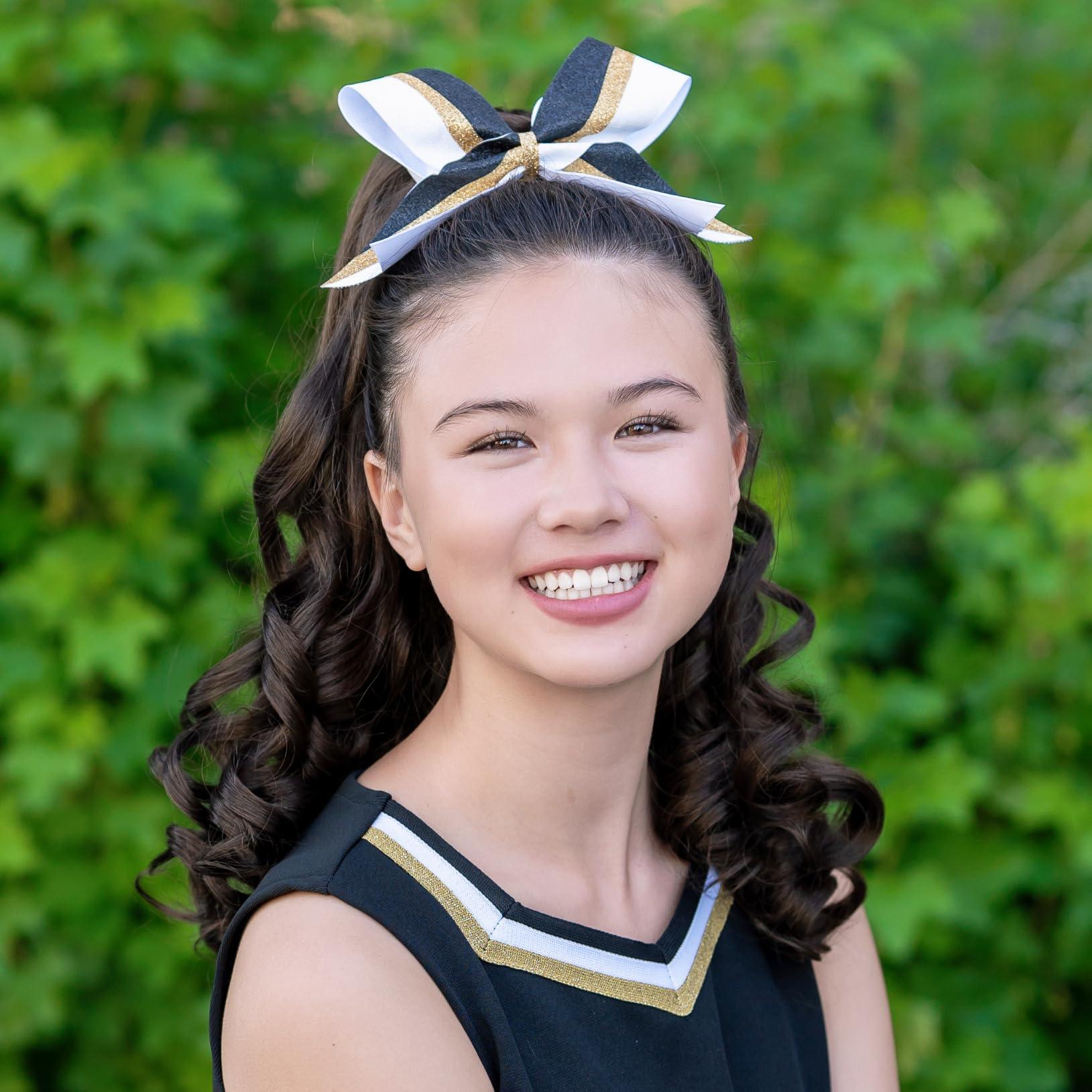 GIRLY CURLS GIRLY CURLS Cheerleader Curly Hairpiece Champ 18\" Cheer Ponytail for Girls (Brownie)