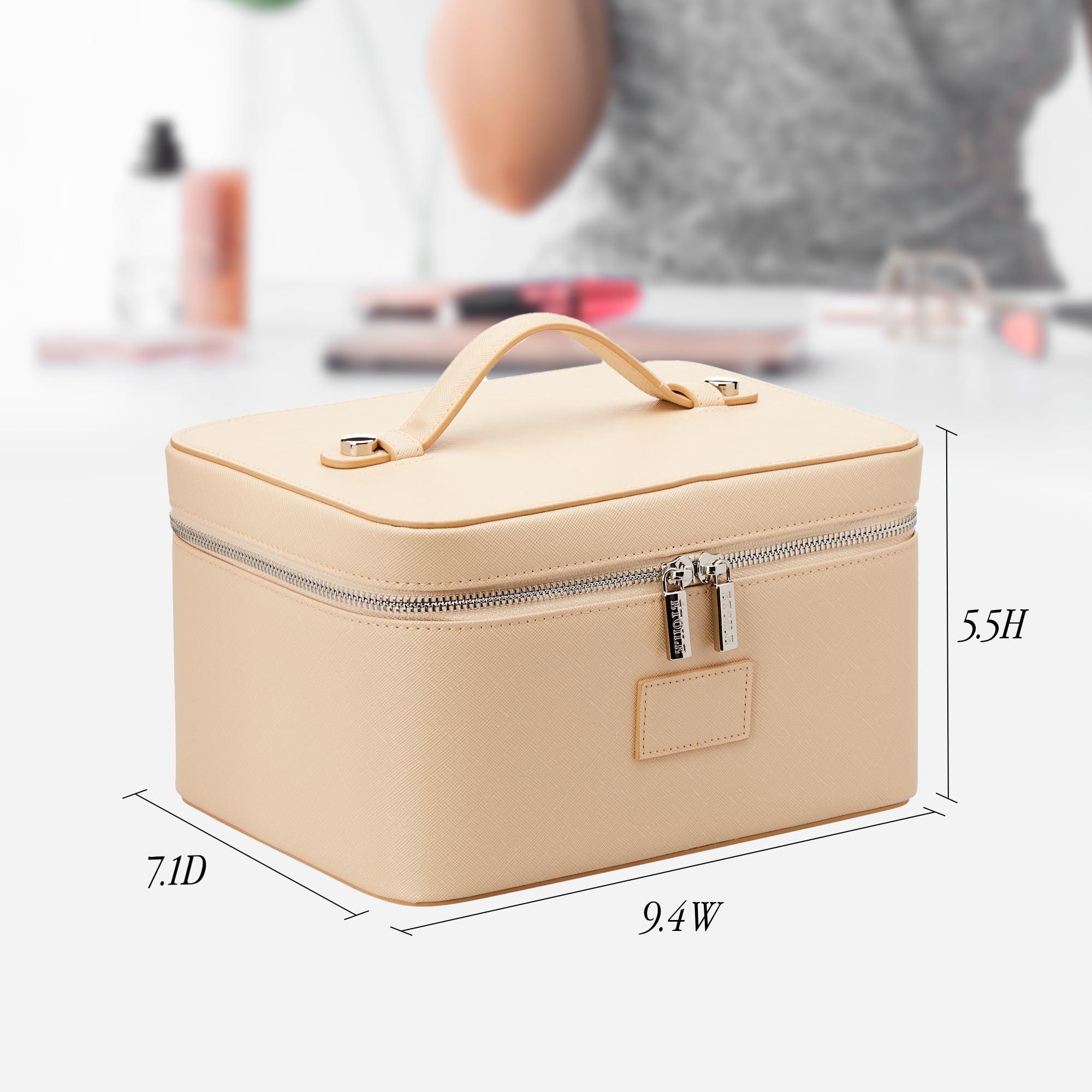 ETOILE ETOILE - Vanity Case Beige - Stylish Travel Makeup Bag Organizer with Dividers