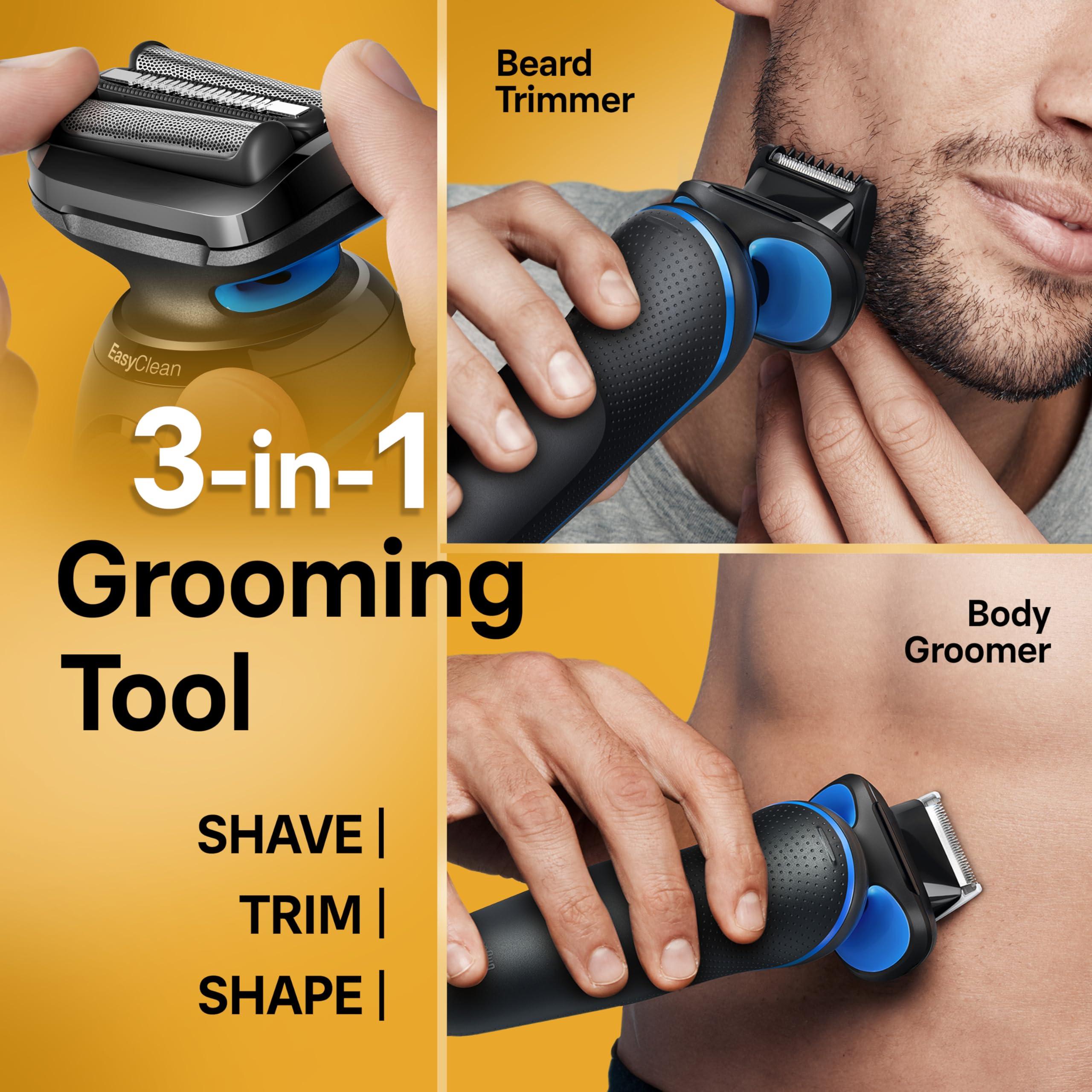 Braun Braun Electric Shaver for Men, Series 5 5150cs, Wet & Dry Shave, Turbo Shaving Mode, Foil Shaver, with Beard Trimmer, Body Groomer and Charging Stand, Blue
