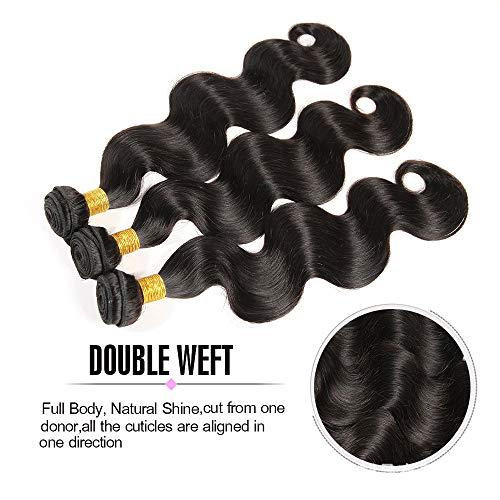 FUIBEJAE 3 Bundles Wave Hair Bundles Synthetic Hair Extensions, Unprocessed Body Wave Hair Bundles Body Wave Synthetic Hair Extensions for Black Women,8inch