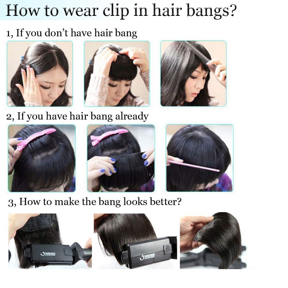 Hairro Hairro Clip In Bangs Human Hair Extensions Real Clip On Front Fringe Hairpieces Air Side Bangs With Temple Thin Wispy Curtain Bangs Hair Clip Top Hairpiece For Women 5g #60 Platinum Blonde