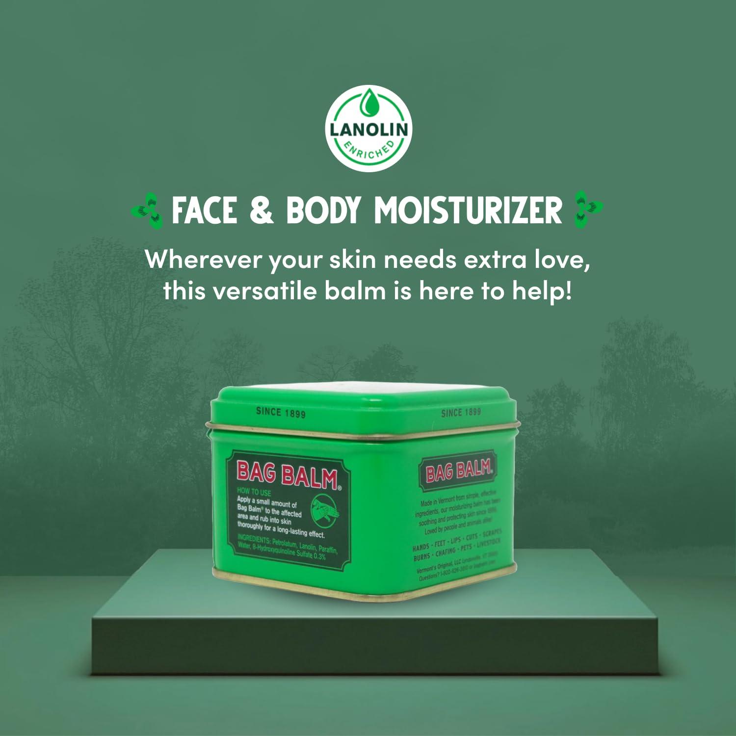 Bag Balm Bag Balm Skin Moisturizer - Full Body Hydrating Skin Care: Dry Hands, Lips, Face, Feet & More - Unscented, Cruelty & Paraben Free - Day & Night, Men & Women, Vermont\'s Original (4oz Tin, Made in USA)