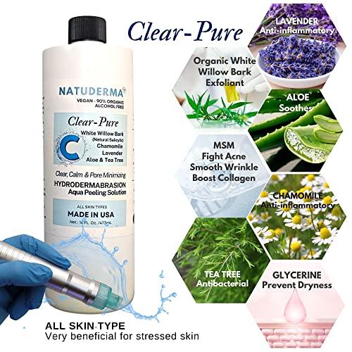 NATUDERMA Hydrodermabrasion Solution, Aqua Peeling Serum, Solution for Wet Microdermabrasion, 3 bottles of 16 oz each, Natuderma Hydro Serum. MADE IN USA