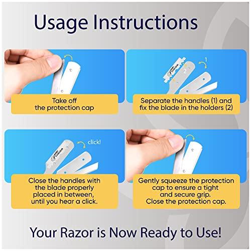 Equinox International Equinox Fancy Straight Edge Razor - Manual Shaver for Men - Includes 100 Disposable Derby Blades - Wooden Handle - Barber Kit - Straight Razors for Men - Navajas para barbero - retro straight razor