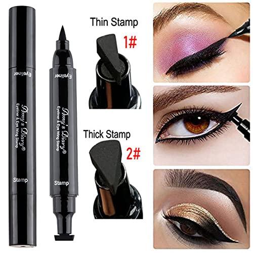 AMY'S DIARY AMY'S DIARY Eyeliner Stamp 2 Pens Winged Stamp Eyeliner, Perfect Wing Cat Eye Stencil Stamp for All Eye Shapes, Winged Eyeliner Stamp, Perfect Wing Cat Eye Liner, Waterproof & Smudge-proof