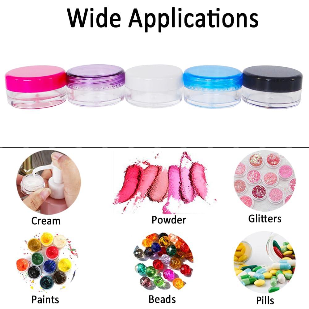 Wopanxye Wopanxye 20pack 5g Empty Sample Jars, 5ml Small Cosmetic Container for Makeup Eyeshadow Nails Oils Lip Balm Scrubs Jewelry Cream, 5 Gram Plastic Clear Pot with Cap Lid (Black/White/Pink/Rose Red)