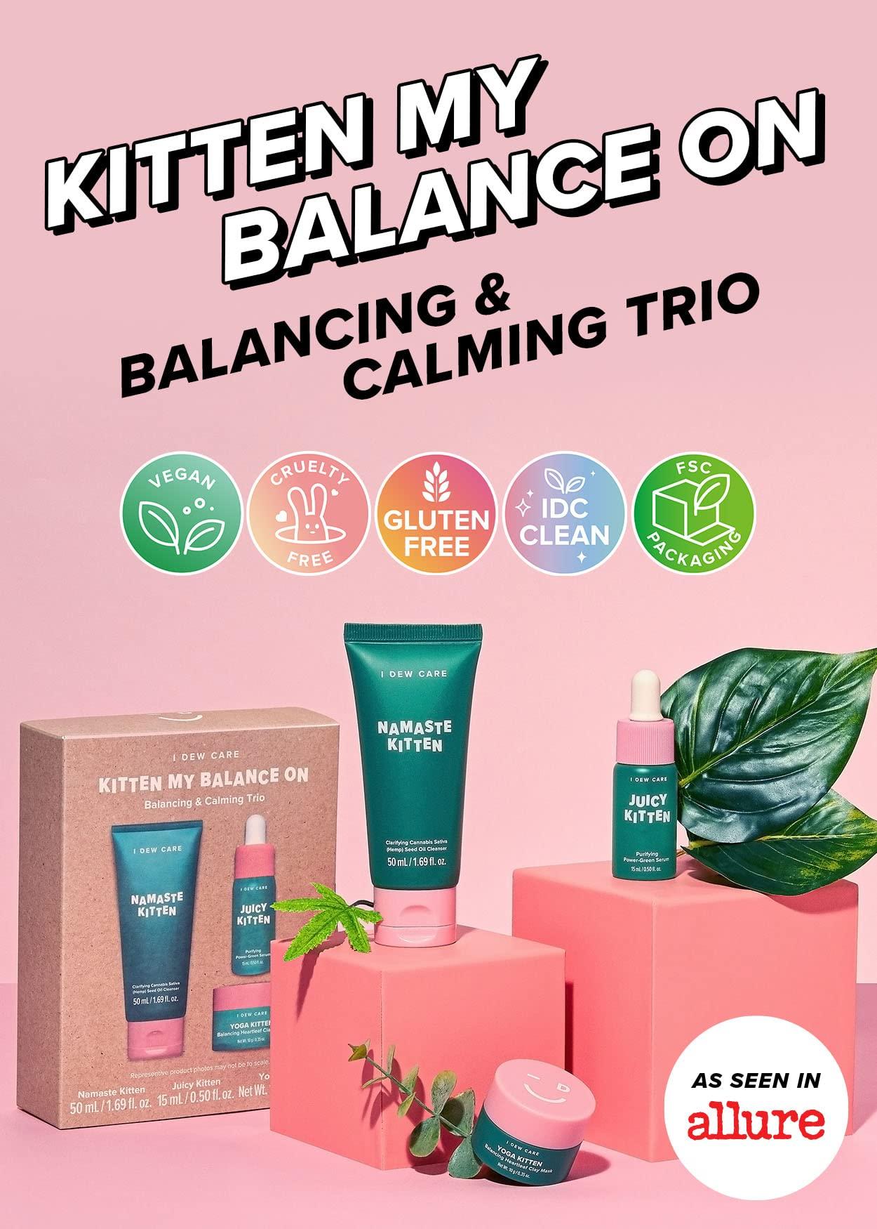 I DEW CARE I Dew Care Skincare Set - Kitten My Balance On + Soft Silicone Face Mask Brush Bundle
