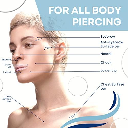 BodyJ4You BodyJ4You Piercing Aftercare Saline Cleanser - Professional Piercing Kit 14G 16G 18G - Belly Button Nose Lip Ear Tragus - 156PC Complete Set