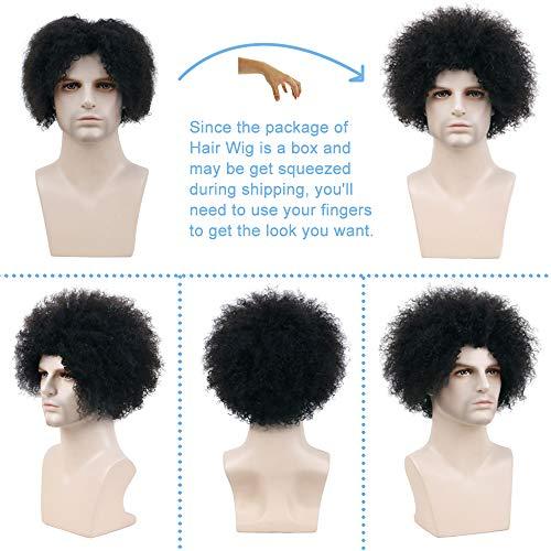BECUS BECUS 8inch Afro Wig for Black men Short Kinky Curly 100% Human Hair Wigs for Black Men Short African American Male Afro Wig (Natural Spiral Black #1B)