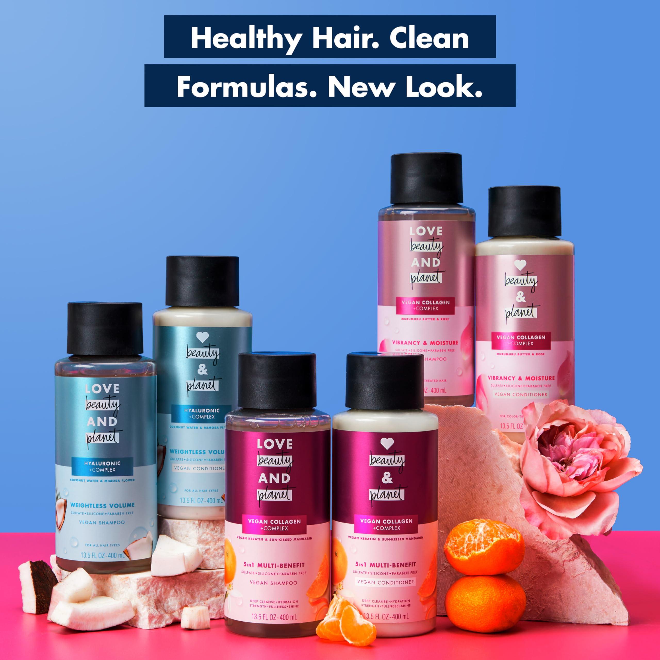 Love Beauty And Planet Love Beauty and Planet Volume and Bounty Thickening Coconut Water & Mimosa Flower Shampoo and Conditioner, 2 count Paraben Free, Silicone Free, and Vegan 13.5 oz