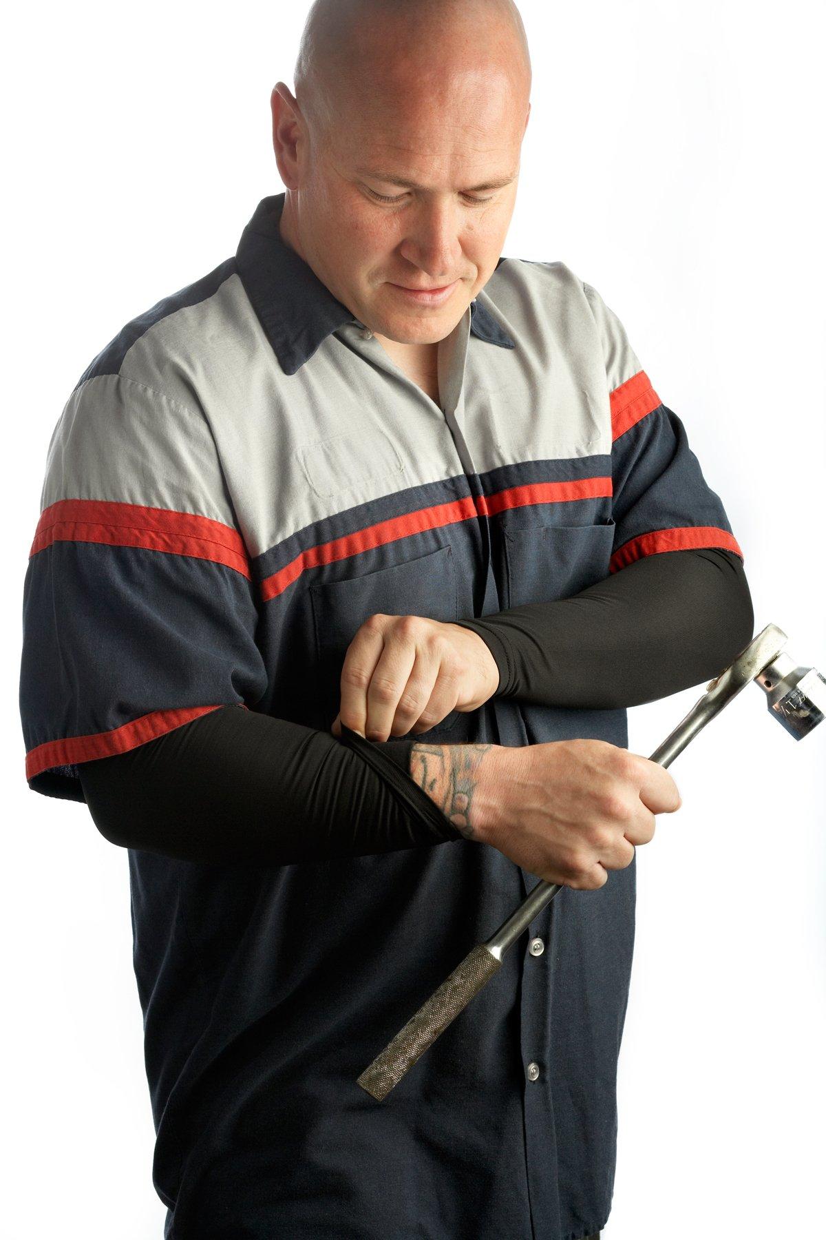 Tatjacket Tatjacket Tattoo Cover Up Concealer Sleeve, 2-PACK, Full Arm coverage, UPF 50 Protective, Slip Free, for Men & Women (Unisex), LARGE, BLACK