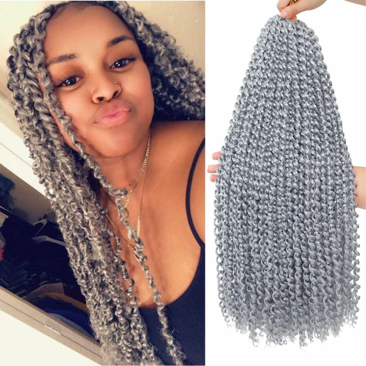 RENJOING Grey Passion Twist Hair 24 Inch 6packs Gray Water Wave Braiding Hair for Butterfly Locs Passion Twists Long Bohemian Protective Hair Extensions (24 Inch, 6packs, Grey#)
