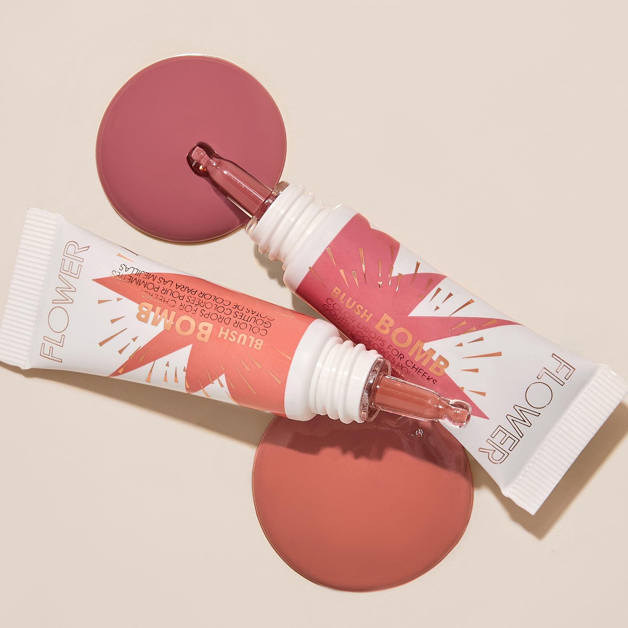 FLOWER BEAUTY FLOWER Beauty By Drew Barrymore Liquid Blush Makeup Bomb Color Drops -Silky Lightweight Formula + Gel Cream Blush for Cheeks - Radiant + Glossy Finish - Buildable + Lightweight Formula - Cruelty-Free + Vegan (Cheeky)