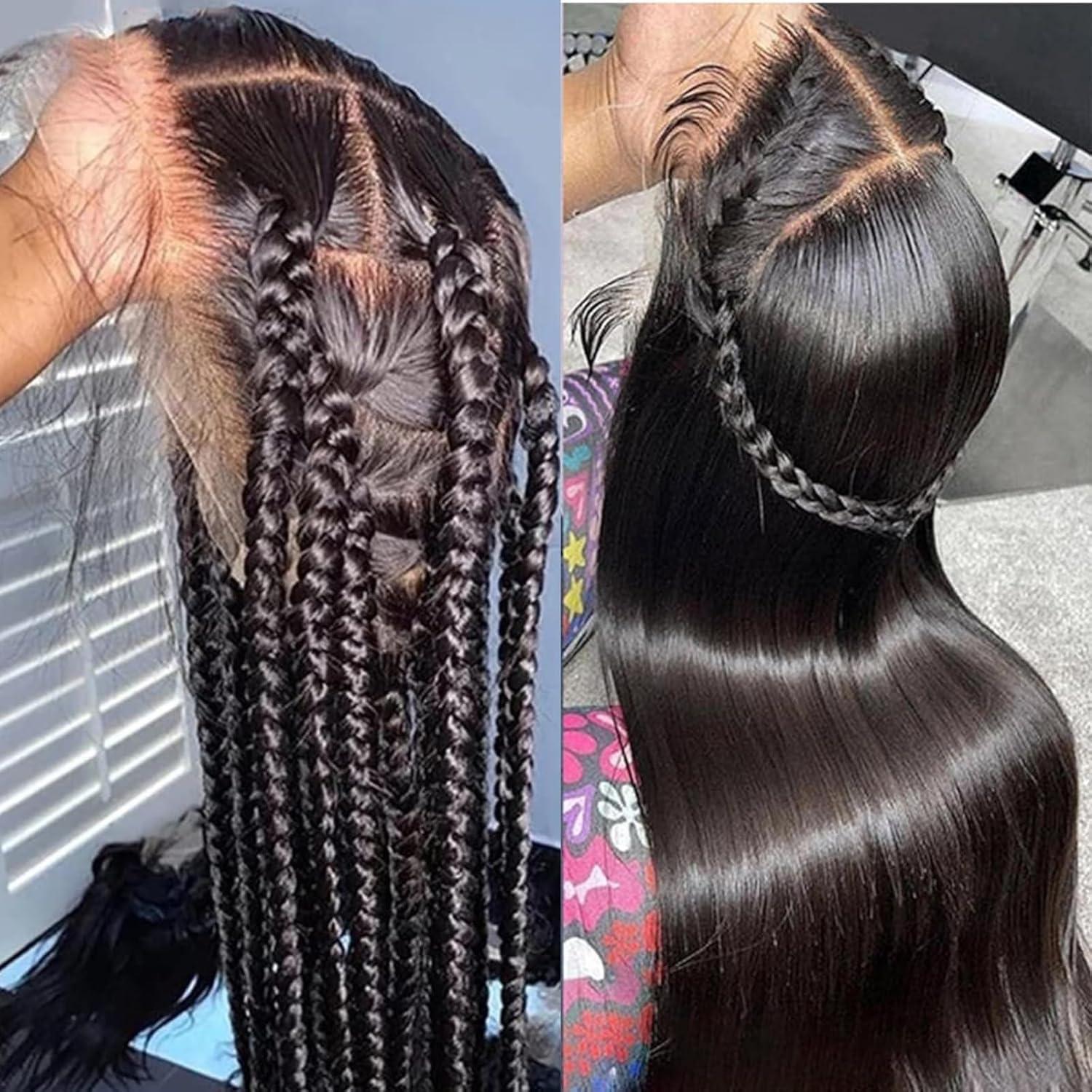 HERMOUS HERMOUS Full Lace Human Hair Wigs HD Transparent Lace Pre Plucked Handmade Whole Head Part Anywhere Lace Wig 180% Density Straight 12A Brazilian Virgin Remy Hair 12 Inch Natural Black