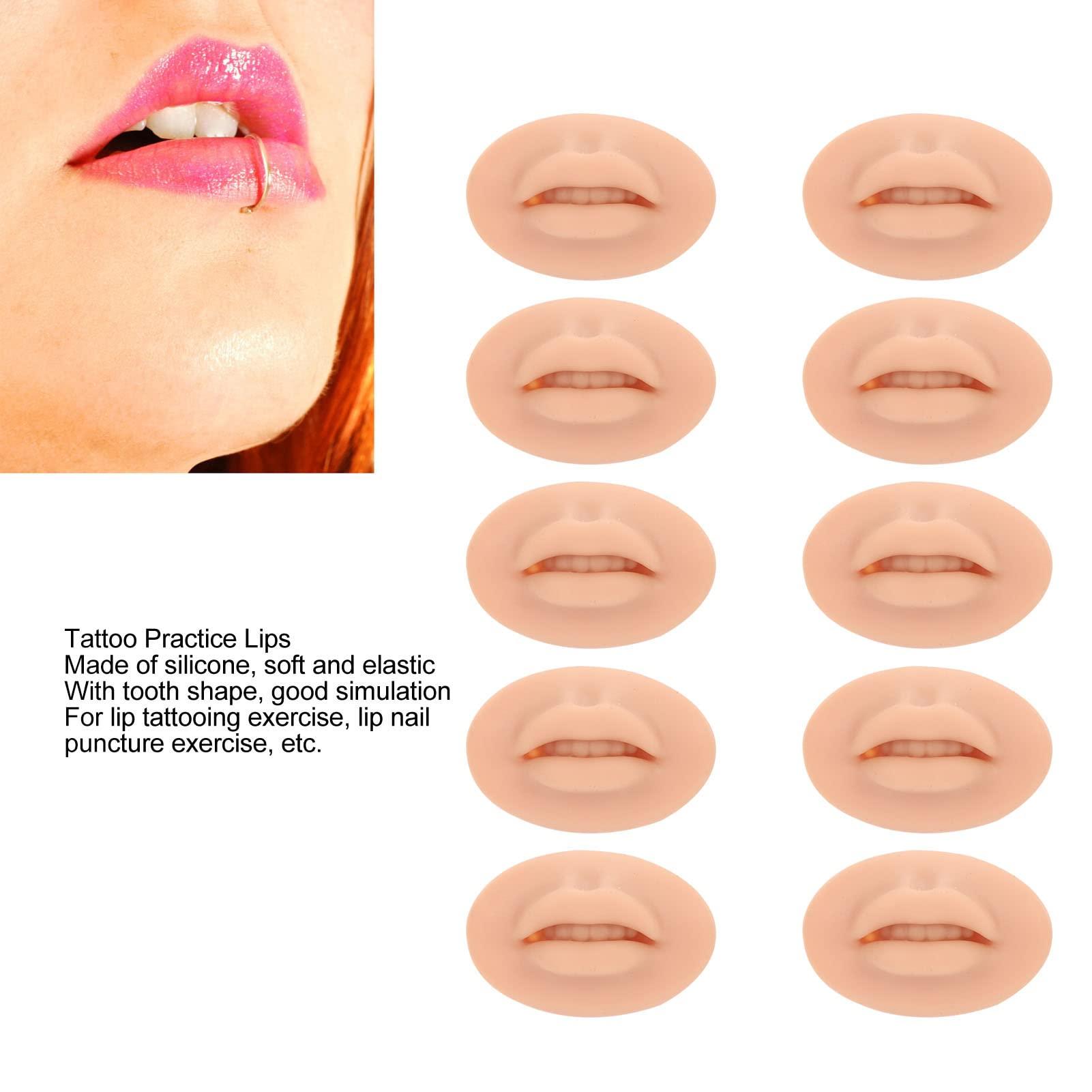 Diydeg Diydeg Fake Lips, 10PCS Silicone Soft Flexible 3D Open Mouth Easy to Apply Colour Practice Lips Highly Reproducible Portable Silicone Lips Model for Makeup Practice (Dark Skin