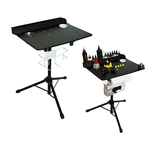 LiFuJunDong Adjustable Tattoo Work Station Arm Rest Stand Iron Tattoo Display Stand Workstation Fixed Desktop With Removable Back Tray For Salon, Studio, Shop, Beauty Salon, 61-107cm Black