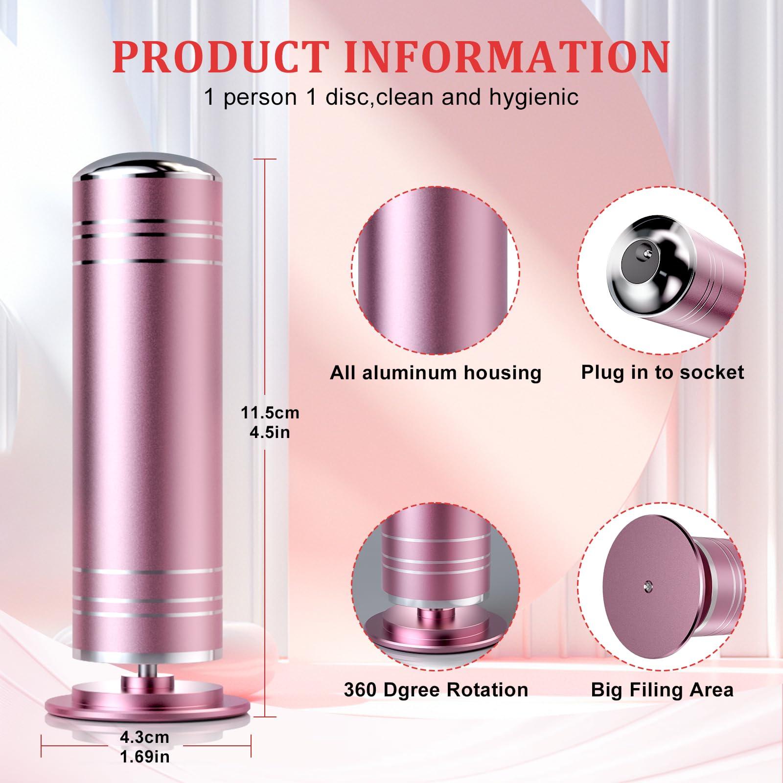 Rlojru Rlojru Electric Foot File - Powerful Electric Foot Callus Remover Tool 1000rpm/min Foot Sander for Feet Professional Electric Foot Grinder with 60pcs Sandpaper for Dead Skin Calluses (Pink)