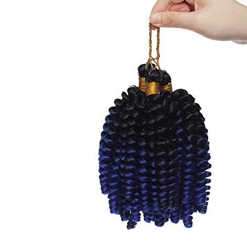 S-noilite Jamaican Bounce Hair 6 Inch Jumpy Wand Curly Crochet Hair Short Curly Crochet Braids Hair Extension Braids Twist Hair Jamaican Bounce Synthetic For Black Women (6"curly,black to dark blue)