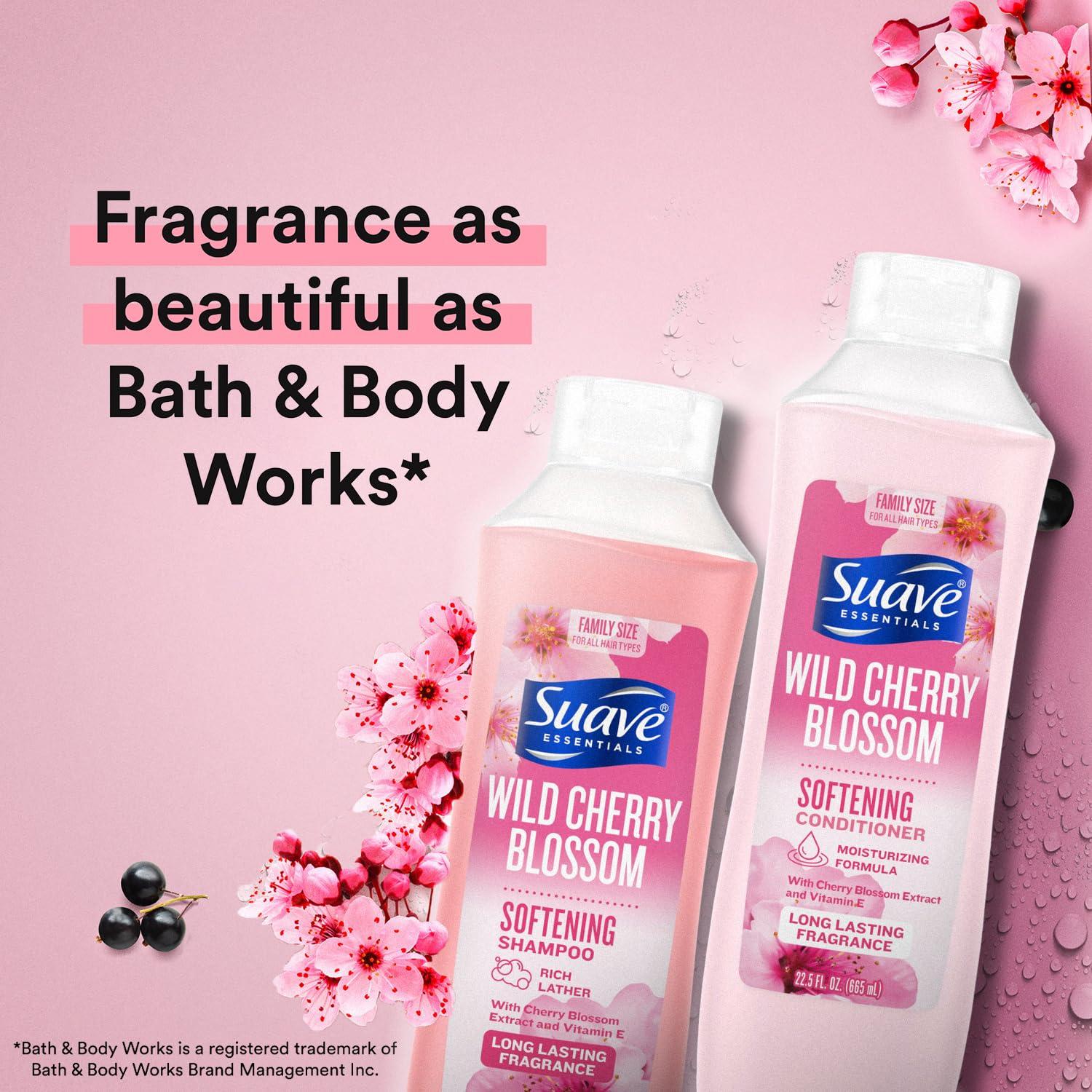 Suave Suave Shampoo & Conditioner Set, Wild Cherry Blossom Everyday Softening Formulas with Cherry Blossom Extract & Vitamin E, 22.5 Oz Ea (2 Piece Set)