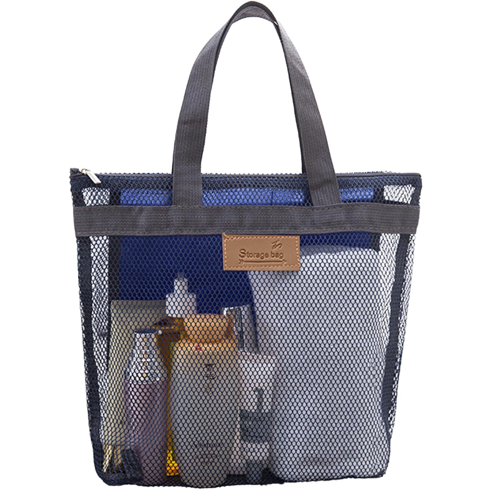 Rotema Rotema Mesh Shower Bag with Zipper,11.8x9.8Inches Small Pool Bag,Shower Bags for Men WomenGym Bag Essentials,Camping Toiletry Bag(1pack, navy blue)