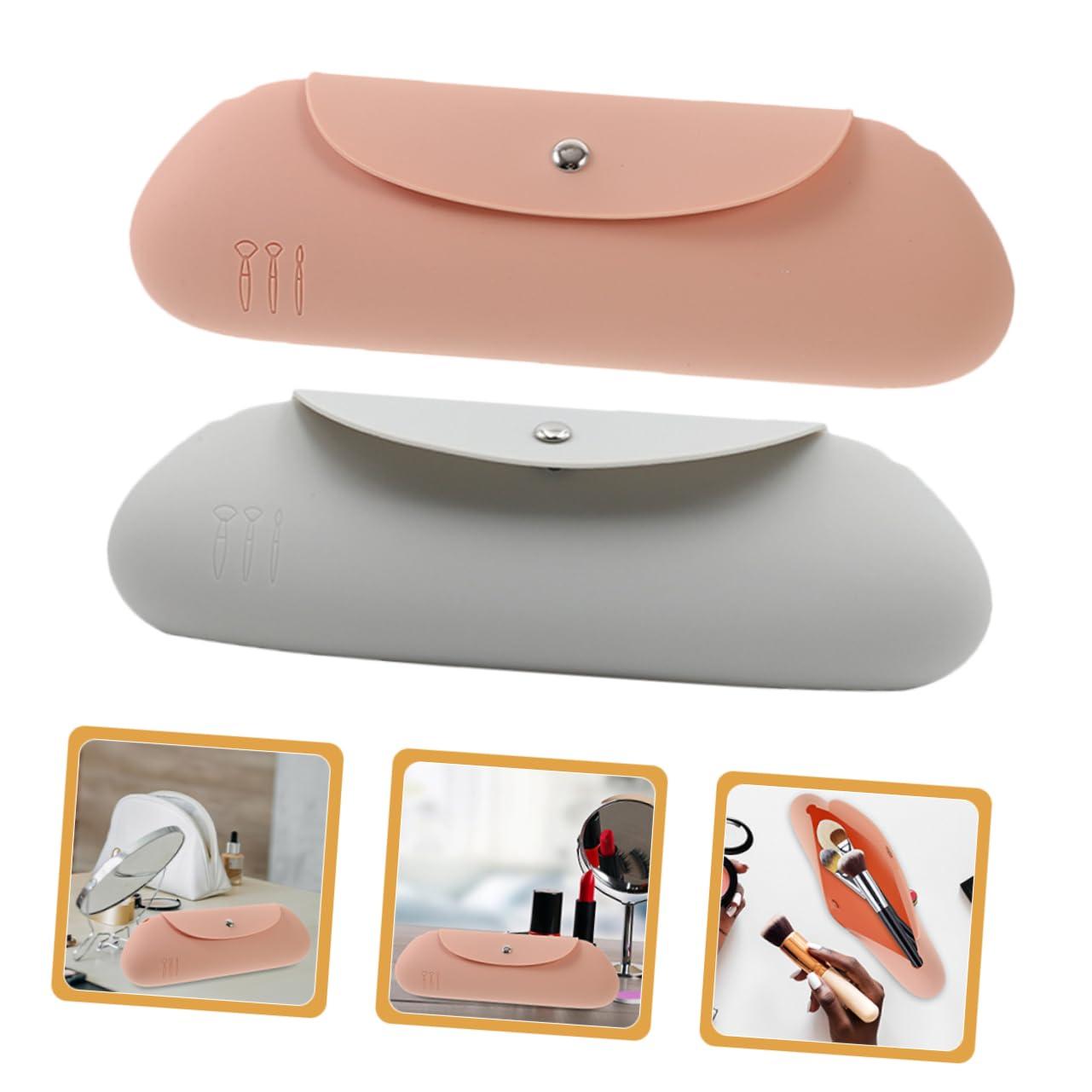 Mikinona Mikinona 2 pcs Silicone Makeup Bag Brush Holder Slots Compact Travel Makeup Brush Case for Women Girls