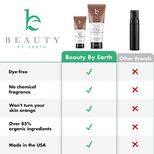 Beauty by Earth Self Tanner Face & Body - With Organic Aloe Vera & Shea Butter, Sunless Tanning Lotion, Bronzer Buildable Light, Medium or Dark Tan, Fake Tan Self Tanners Best Sellers, 7.5oz (body) 3oz (face)