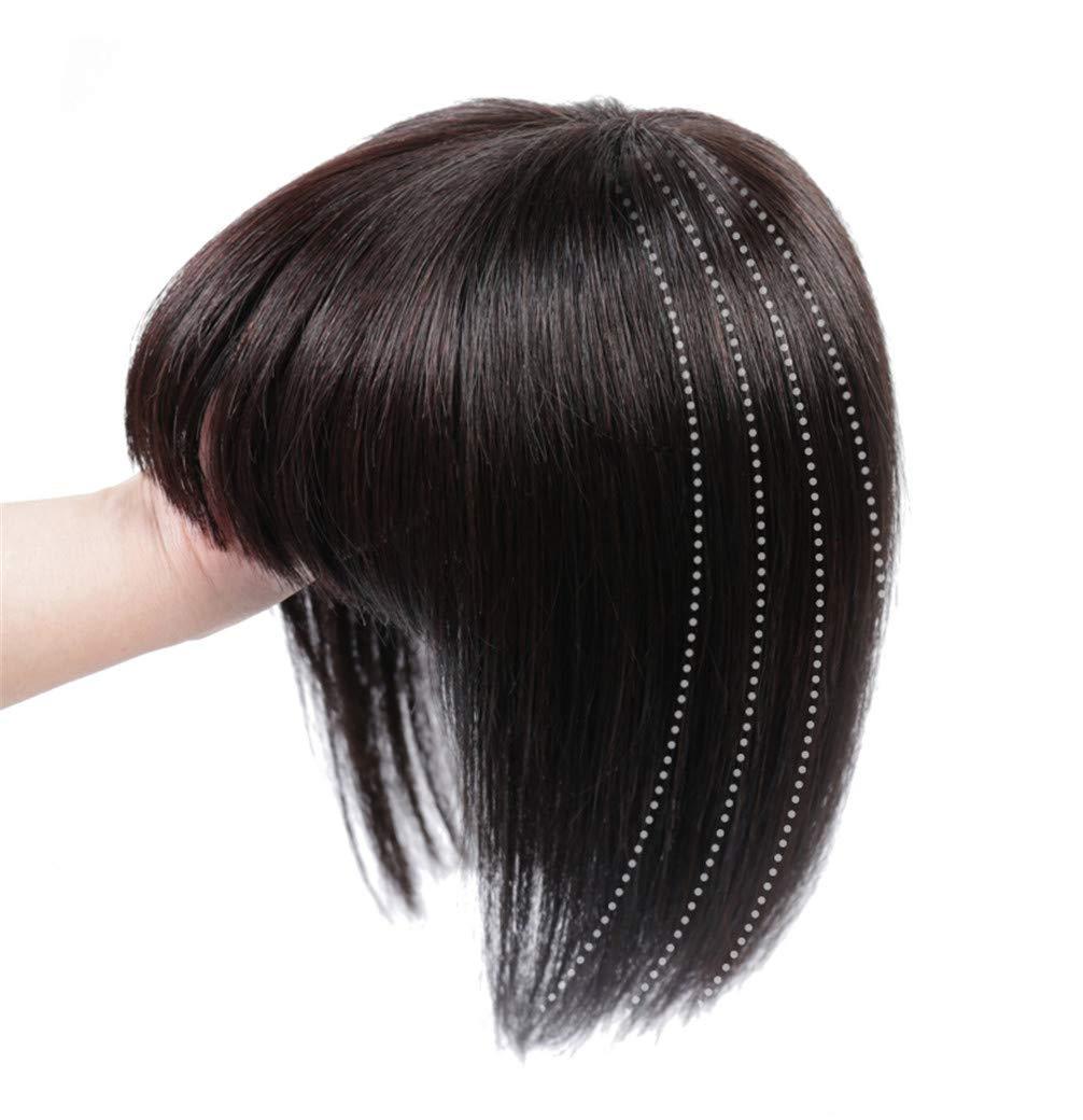 Susanki Women's Hair Topper with Bangs for Thinning Hair Clip in Real Human Hair Toupee Hairpieces, 14" Off Black